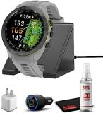 Garmin Approach S70 (Gray, 42mm) Golf GPS Watch AMOLED Display with Charging Stand, Car & Wall Adapters and Cleaning Kit