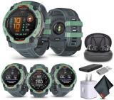 Garmin Instinct 3 50mm AMOLED Outdoor GPS Smartwatch, 24/7 Health Monitoring, 24 Days of Battery Life, Built-in Flashlight, Neo Tropic/Twilight (010-03020-01) Earbuds Bundle