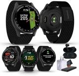 Garmin Approach S50 Advanced Golf Watch with GPS, AMOLED Display, Sports and Fitness Smartwatch, Slate Aluminum Bezel with Black ComfortFit Nylon Band Bundle with Wireless Air Buds