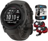 Garmin 010-02932-00 Instinct E 40mm Rugged Outdoor GPS Smartwatch 24/7 Health Monitor (Charcoal) Bundle with 2-Year CPS Protection Pack + Deco Essentials 2-Pack Tactical Emergency Bracelet w/SOS LED