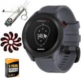 Garmin 010-02472-00 Approach S12 GPS Golf Watch, 42k+ Preloaded Courses, Granite Blue Bundle with 1 YR CPS Enhanced Protection Pack, 7-in-1 Multi-Function Golf Tool & Zippered Iron Head Covers Set