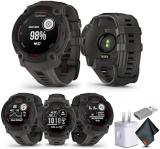 Garmin Instinct E 45mm, Outdoor GPS Smartwatch, 24/7 Health Monitoring, Up to 16 Days of Battery Life, Charcoal (010-02933-00) Health, Fitness and Tactical Smart Watch Bundle for Men and Women