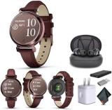 Garmin Lily 2 Classic Small and Stylish Smartwatch Up to 5 Days Battery Life Hidden Display Patterned Lens Dark Bronze with Mulberry (010-02839-03) Fitness Smart Watch Bundle for Women
