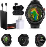 Garmin Approach S70 47MM Black- Golf GPS Fitness Tracker Smartwatch for Men, Lightweight Touchscreen AMOLED Display and Preloaded Courses Bundle with Wireless Ear Buds & More