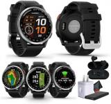 Garmin Approach S44 Essential Golf Watch with GPS, AMOLED Display, Sports and Fitness Smartwatch, Silver Aluminum Bezel with Black Silicone Band with Wireless Air Buds