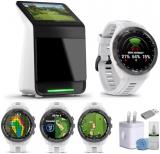 Garmin Approach R50 Premium Golf Launch Monitor and Simulators with Carrying Case, Advanced Ball and Club Metrics + Garmin Approach S70 Premium GPS Golf WatchS, White (42mm) Bundle
