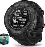 Garmin 010-02805-13 Instinct 2X Solar Rugged GPS Smartwatch Tactical Edition Black Bundle with 2 YR CPS Enhanced Protection Pack