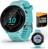 Garmin Forerunner 55 GPS Running Watch (Aqua) | Official USA Partner Model | Bundle with 2-Pack Screen Protector Bundle