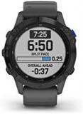 Garmin 010-02410-10 fenix 6 Pro Solar, Multisport GPS Watch with Solar Charging Capabilities, Advanced Training Features and Data, Black with Slate Gray Band