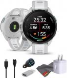 Garmin Forerunner 165 GPS Running Smartwatch, Fitness Tracker Smart Watch for Men and Women Bundle with Accessories - Mist Gray/Whitestone