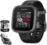 Garmin Bounce Kids Smartwatch Two-Way Text & Voice Messaging, Black Camo 010-02448-00 | Official USA Partner Model | Bundle with 2 YR CPS Enhanced Protection Pack & Converter Adapter Type C Adapter