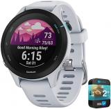 Garmin 010-02641-21 Forerunner 255 Music GPS Smartwatch Whitestone | Official USA Partner Model | Bundle with 2 YR CPS Enhanced Protection Pack