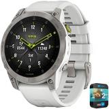 Garmin 010-02582-20 epix Gen 2 Premium Active Smartwatch White Titanium Bundle with 2 YR CPS Enhanced Protection Pack