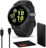 Garmin vivoactive 5, Health and Fitness GPS Smartwatch for Men and Women with Slate Aluminum Bezel Black Case and Silicone Band, 1.2” AMOLED Touchscreen Display, 11 Days Battery Life (Bundle)