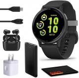 Garmin Vivoactive 5 Fitness Tracker Smart Watch for Women & Men with Slate Aluminum Bezel with Black Case and Silicone Band with 11 Days Battery Life and Bright 1.2” AMOLED Touchscreen Display