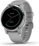 Garmin vivoactive 4S, Smaller-Sized GPS Smartwatch, Features Music, Body Energy Monitoring, Animated Workouts, Pulse Ox Sensors and More, Silver with Gray Band (Renewed)