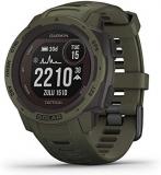 Garmin Instinct Solar Tactical, Solar-Powered Rugged Outdoor Smartwatch with Tactical Features, Built-in Sports Apps and Health Monitoring, Moss Green (Renewed)