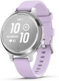 Garmin Lily 2 Active, Small and Stylish Smartwatch, Built-in GPS, Hidden Display, Patterned Lens, Up to 9 Days Battery Life, Silver with Purple Jasmine Silicone Band