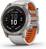 Garmin fēnix 7X Pro Sapphire Solar, Multisport GPS Smartwatch, Built-in Flashlight, Solar Charging Capability, Fog Gray/Ember Orange