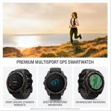 Garmin fēnix 8 – 51 mm, Solar, Sapphire, Premium Multisport GPS Smartwatch, Long-Lasting Battery Life, Dive-Rated, Built-in LED Flashlight, Carbon Gray DLC Titanium with Pebble Gray Band