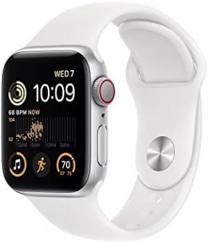 Apple Watch SE (2nd Gen) (GPS + Cellular, 40mm) - Silver Aluminum Case with White Sport Band, M/L (Renewed)