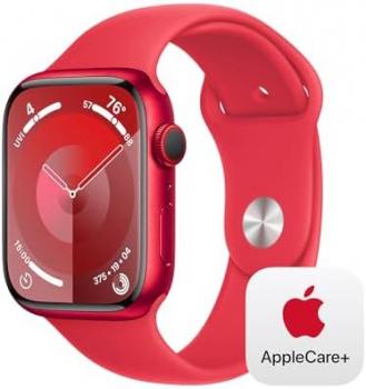 Apple Watch Series 9 [GPS + Cellular 45mm] Smartwatch with (Product) RED Aluminum Case with (Product) RED Sport Band M/L with AppleCare+ (2 Years)