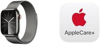 Apple Watch Series 9 [GPS + Cellular 41mm] Smartwatch with Graphite Stainless Steel Case with Graphite Milanese Loop. Fitness Tracker, ECG Apps, Always-On Retina Display with AppleCare+ (2 Years)