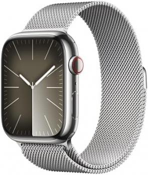 Apple Watch Series 9 (GPS + LTE) 45MM Stainless Steel Case Silver Milanese Loop (Renewed)