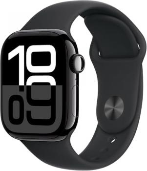 Apple Watch Series 10 [GPS + Cellular, 46mm] - Jet Black Aluminum Case with Black Sport Band, S/M (Renewed Premium)