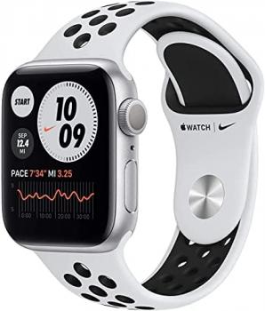 Apple Watch Nike Series 6 (GPS, 40mm) Silver Aluminum Case with Pure Platinum/Black Nike Sport Band, Regular (Renewed)