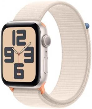 Apple Watch SE (2nd Gen) [GPS, 44mm] - Starlight Aluminum Case with Starlight Sport Loop, One Size (Renewed Premium)