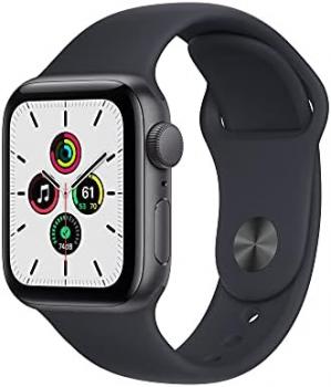 Apple Watch SE (Gen 1) [GPS 40mm] Smart Watch w/Space Grey Aluminium Case with Midnight Sport Band. Fitness & Activity Tracker, Heart Rate Monitor, Retina Display, Water Resistant