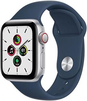 Apple Watch SE (GPS + Cellular, 40mm) - Silver Aluminum Case with Abyss Blue Sport Band (Renewed)