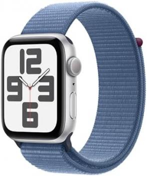 Apple Watch SE (2nd Gen) [GPS, 44mm] - Silver Aluminum Case with Winter Blue Sport Loop, M/L (Renewed Premium)