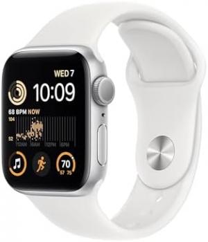 Apple Watch SE (2nd Gen) [GPS, 40mm] - Silver Aluminum Case with White Sport Band, S/M (Renewed Premium)
