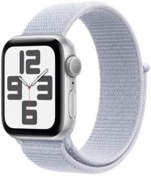 Apple Watch SE 2nd Gen (GPS, 40mm) - Silver Case with Blue Cloud Sport Loop Band (Renewed)