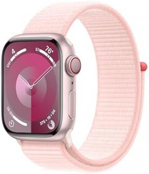 Apple Watch Series 9 [GPS + Cellular, 41mm] - Aluminum Case with Pink Sport Loop, One Size (Renewed)