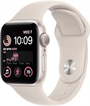 Apple Watch SE (2nd Gen) (GPS + Cellular, 40mm) - Starlight Aluminum Case with Starlight Sport Band, S/M (Renewed Premium)