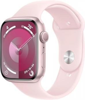 Apple Watch Series 9 (GPS + LTE) 45MM Pink Aluminum Case Light Pink Sport Band (Renewed Premium)