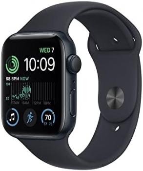 Apple Watch SE (2nd Gen) [GPS 44mm] Smart Watch w/Midnight Aluminum Case & Midnight Sport Band - M/L. Fitness & Sleep Tracker, Crash Detection, Heart Rate Monitor, Retina Display, Water Resistant
