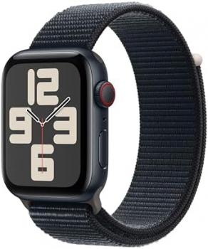 Apple Watch SE (2nd Gen) [GPS + Cellular, 44mm] - Midnight Aluminum Case with Midnight Sport Loop Band, M/L (Renewed)