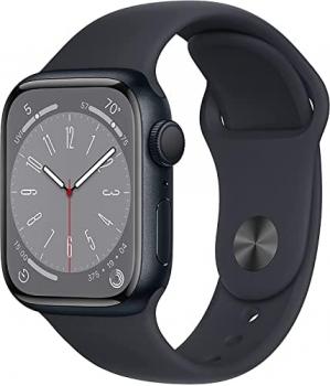 Apple Watch Series 8 [GPS, 41mm] - Midnight Aluminum Case with Midnight Sport Band, S/M (Renewed)