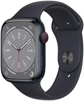Apple Watch Series 8 [GPS + Cellular, 45mm] - Midnight Aluminum Case with Midnight Sport Band, M/L (Renewed)