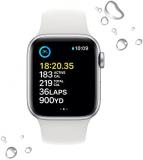 Apple Watch SE (2nd Gen) (GPS + Cellular, 40mm) - Silver Aluminum Case with White Sport Band, S/M (Renewed)