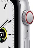 Apple Watch SE (GPS + Cellular, 44mm) - Silver Aluminum Case with White Sport Band (Renewed)