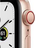 Apple Watch SE 40mm GPS + Cellular Gold Aluminum Case - Starlight Sport Band (Renewed)