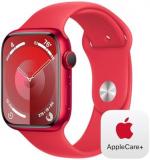 Apple Watch Series 9 [GPS + Cellular 45mm] Smartwatch with (Product) RED Aluminum Case with (Product) RED Sport Band M/L with AppleCare+ (2 Years)