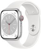 Apple Watch Series 8 [GPS + Cellular 45mm] - Silver Aluminum Case with White Sport Band - S/M (Renewed)