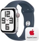 Apple Watch SE GPS + Cellular 44mm Silver Aluminum Case with Storm Blue Sport Ba...