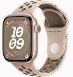 Apple Watch Series 10 [GPS + Cellular, 46mm] - Rose Gold Aluminum Case with Desert Stone Nike Sport Band, M/L (Renewed)